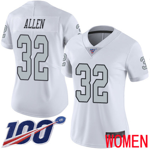 Oakland Raiders Limited White Women Marcus Allen Jersey NFL Football #32 100th Season Rush Vapor Jersey->youth nfl jersey->Youth Jersey